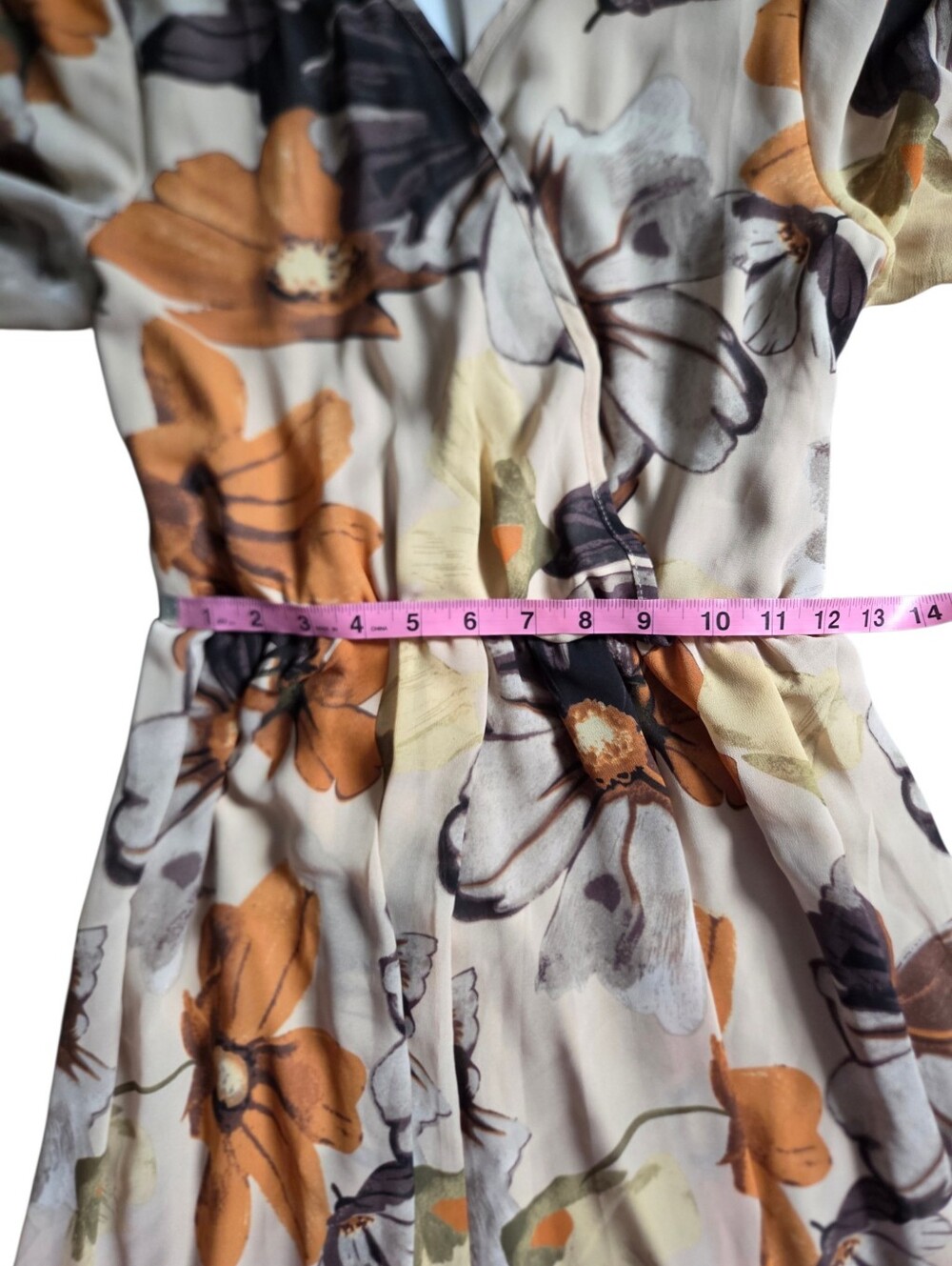 Baltic Born Lydia Maxi Dress Camel Floral Long Sleeve Chiffon New Women's Large - Picture 6 of 7